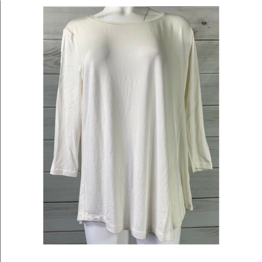 NWT• JM Collection 3/4 Sleeve Blouse - Eggshell